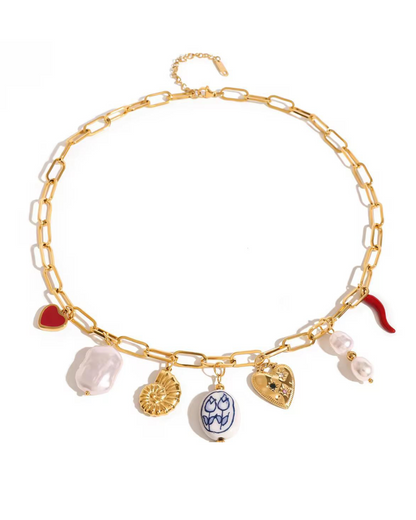 Bloom and Breeze Charm Necklace- 18K Gold Plated