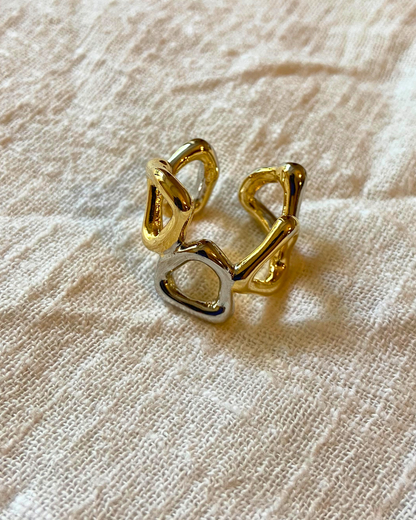 Gold and Silver Symphony Ring 18K Gold Plated