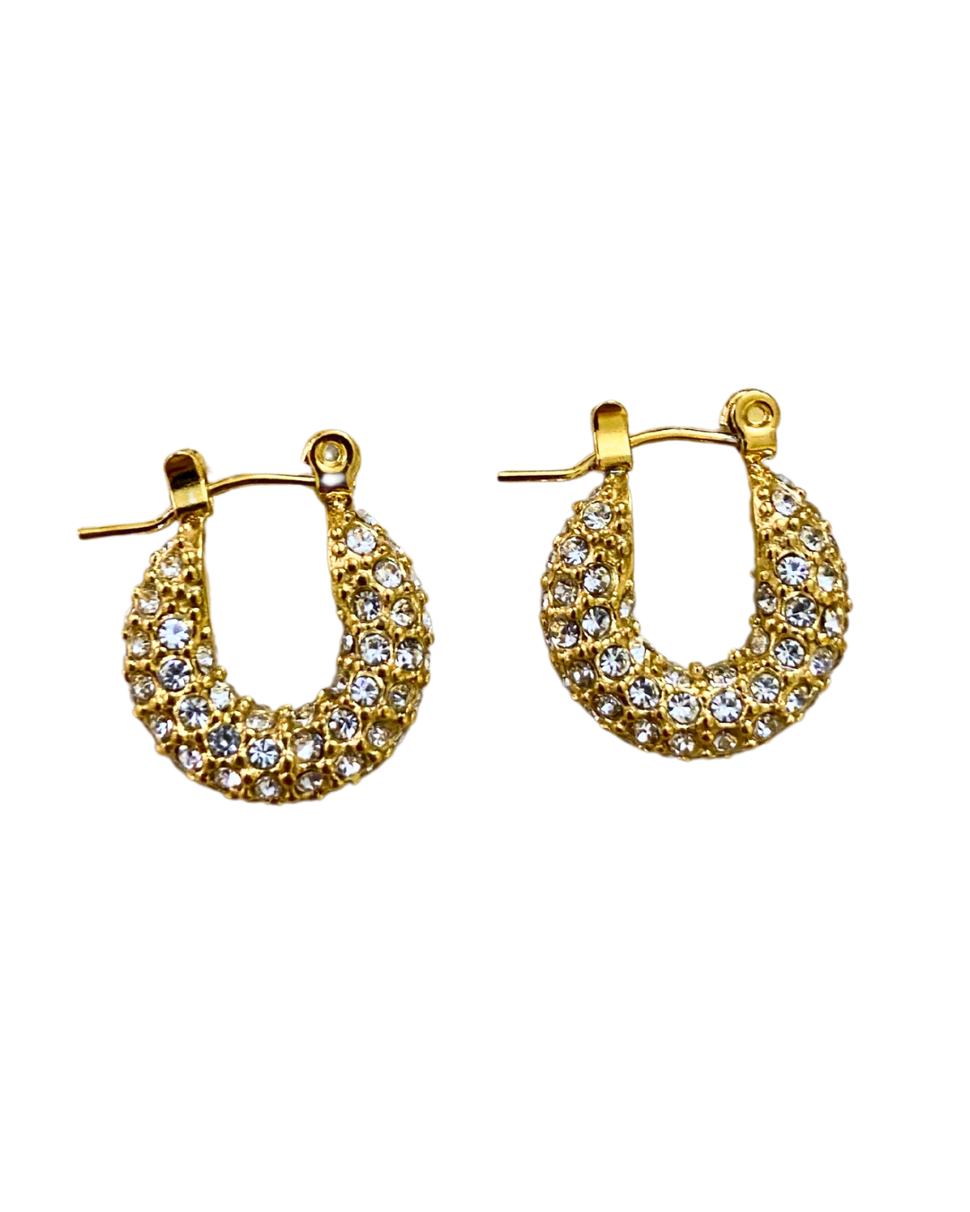 Zircon Studded Hug Hoops 18K Gold Plated