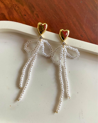 Bowkissed Pearl Earrings 18K Gold Plated