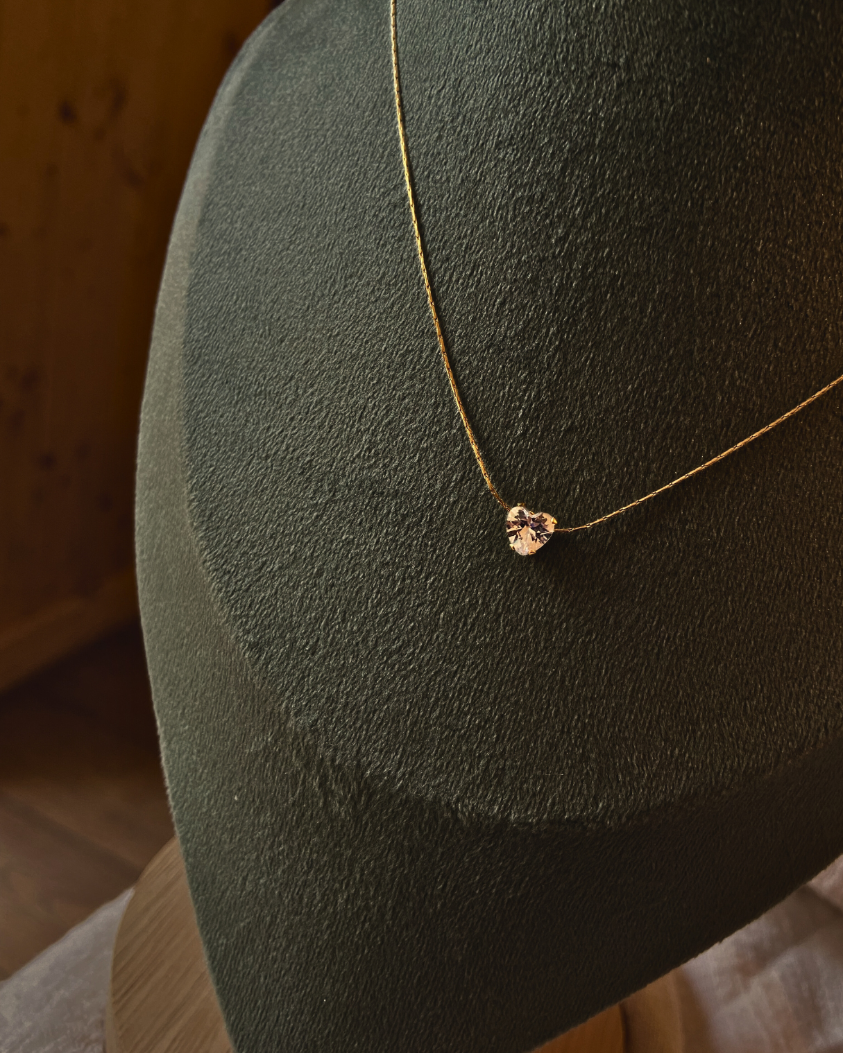 Petite Heart Solitaire Necklace 18k Gold Plated