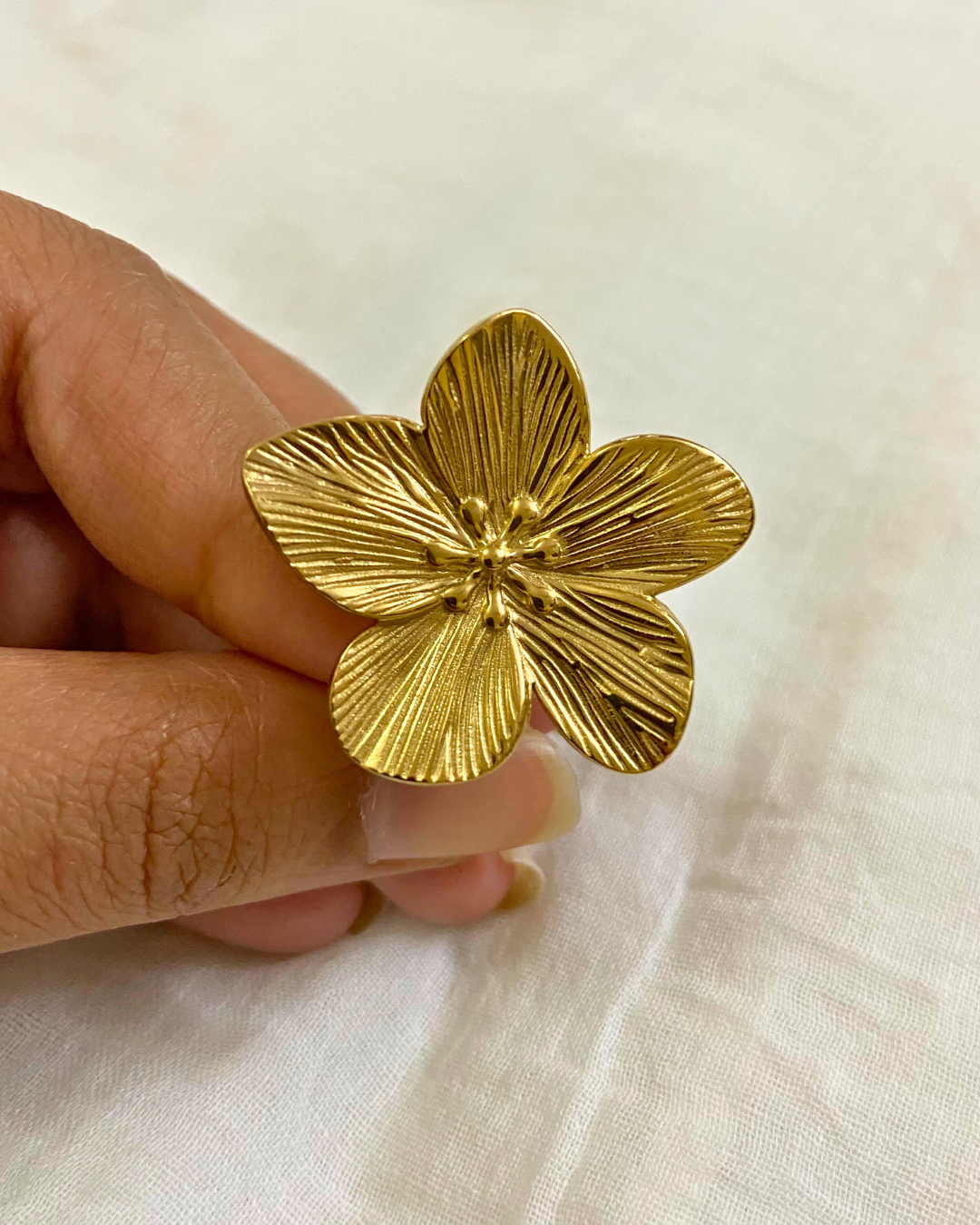 Textured Flora Ring- Adjustable