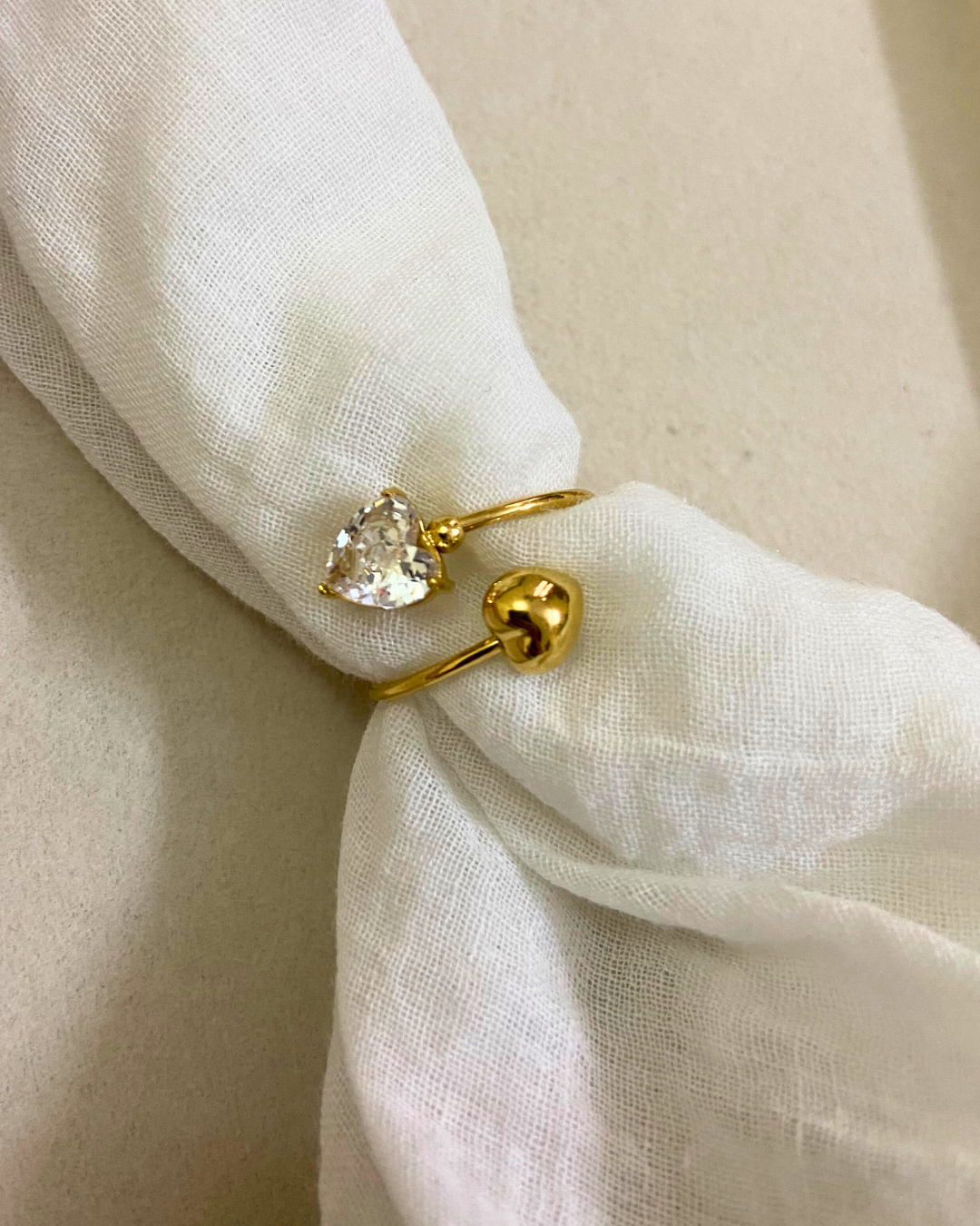 Minimal Heart Duo Ring- Adjustable