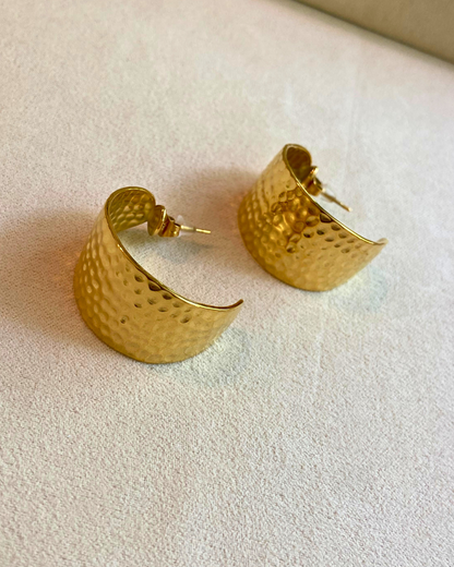 Gold Molten J Hoops- 18K Gold Plated