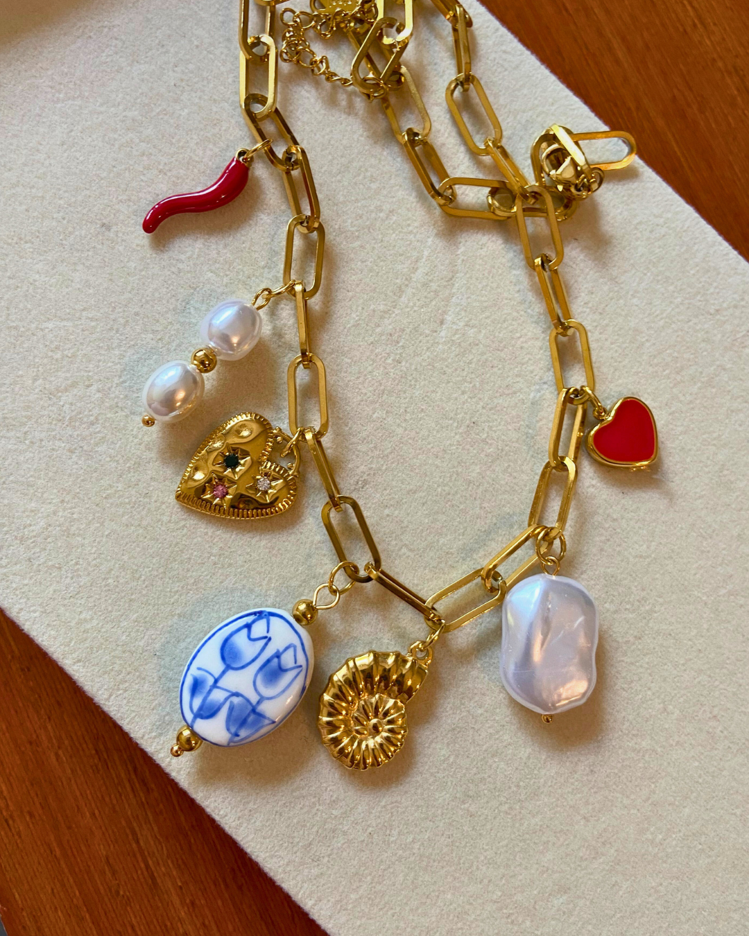 Bloom and Breeze Charm Necklace- 18K Gold Plated