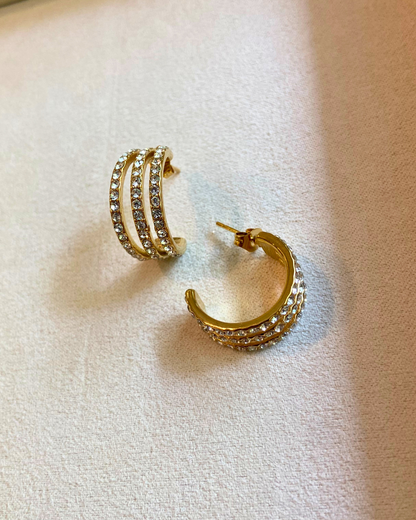 Crystal Bloom Earrings- 18K Gold Plated