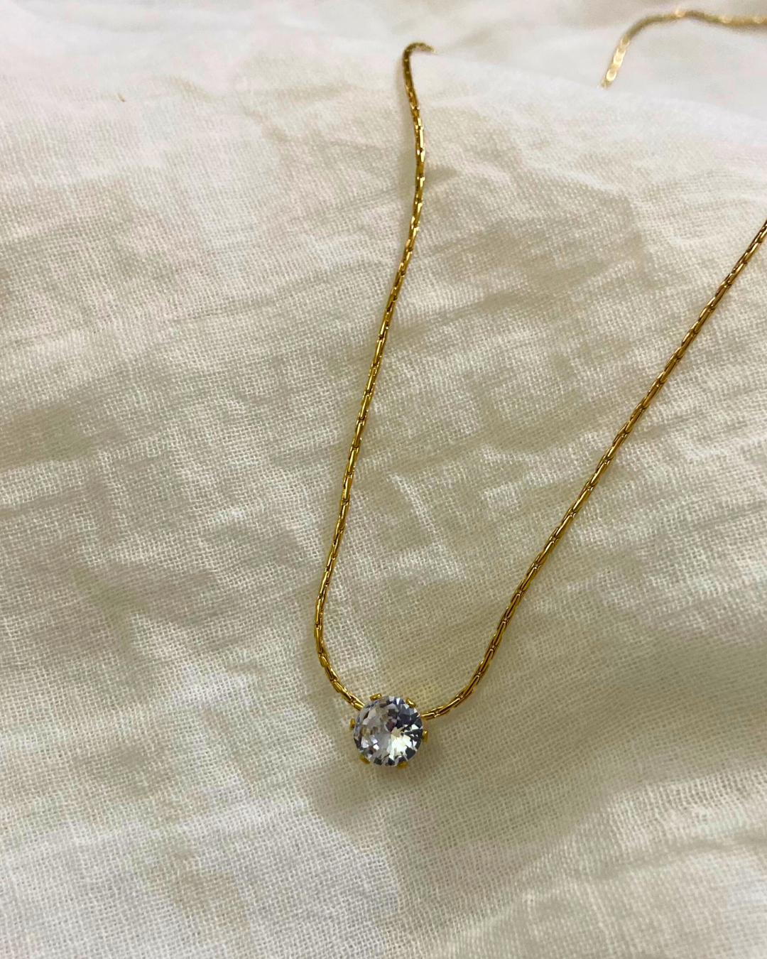 Celeste Solitaire Necklace 18K Gold Plated